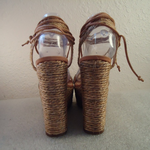 NWB SCHUTZ Natural Desert Aveline Lace Up Wedge Espadrilles Sandals Size-8B/38 - Picture 8 of 12